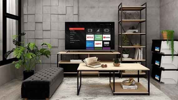 tv dengan desain industrial minimalis